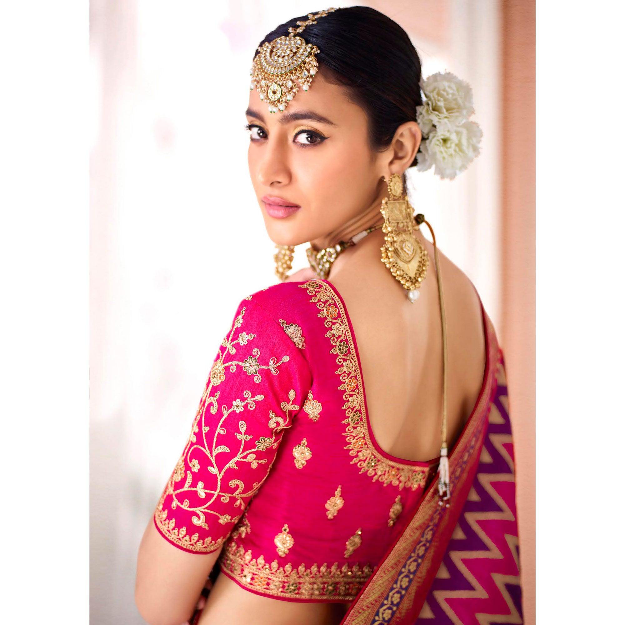 Multicolor Festive Wear Woven Silk Saree - Peachmode