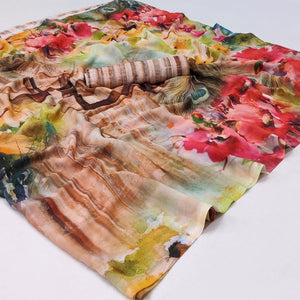 Multicolor Floral Digital Printed Georgette Saree - Peachmode