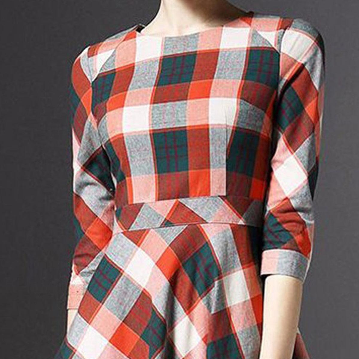 Multicolor Printed Linen Dress - Peachmode