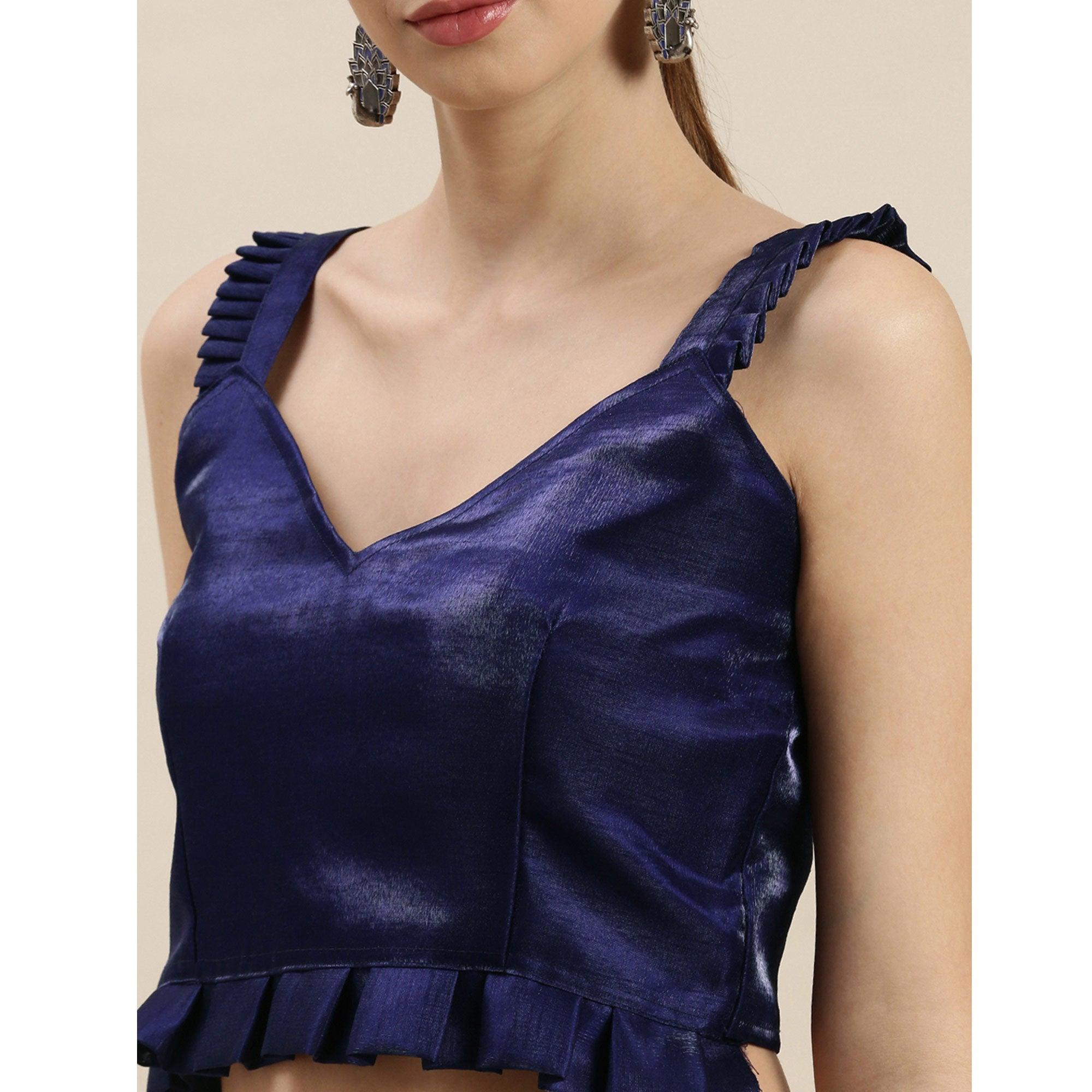 Multicolor Printed Organza Saree - Peachmode