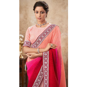 Multicolor Sequence Embroidered Chiffon Half & Half Saree - Peachmode