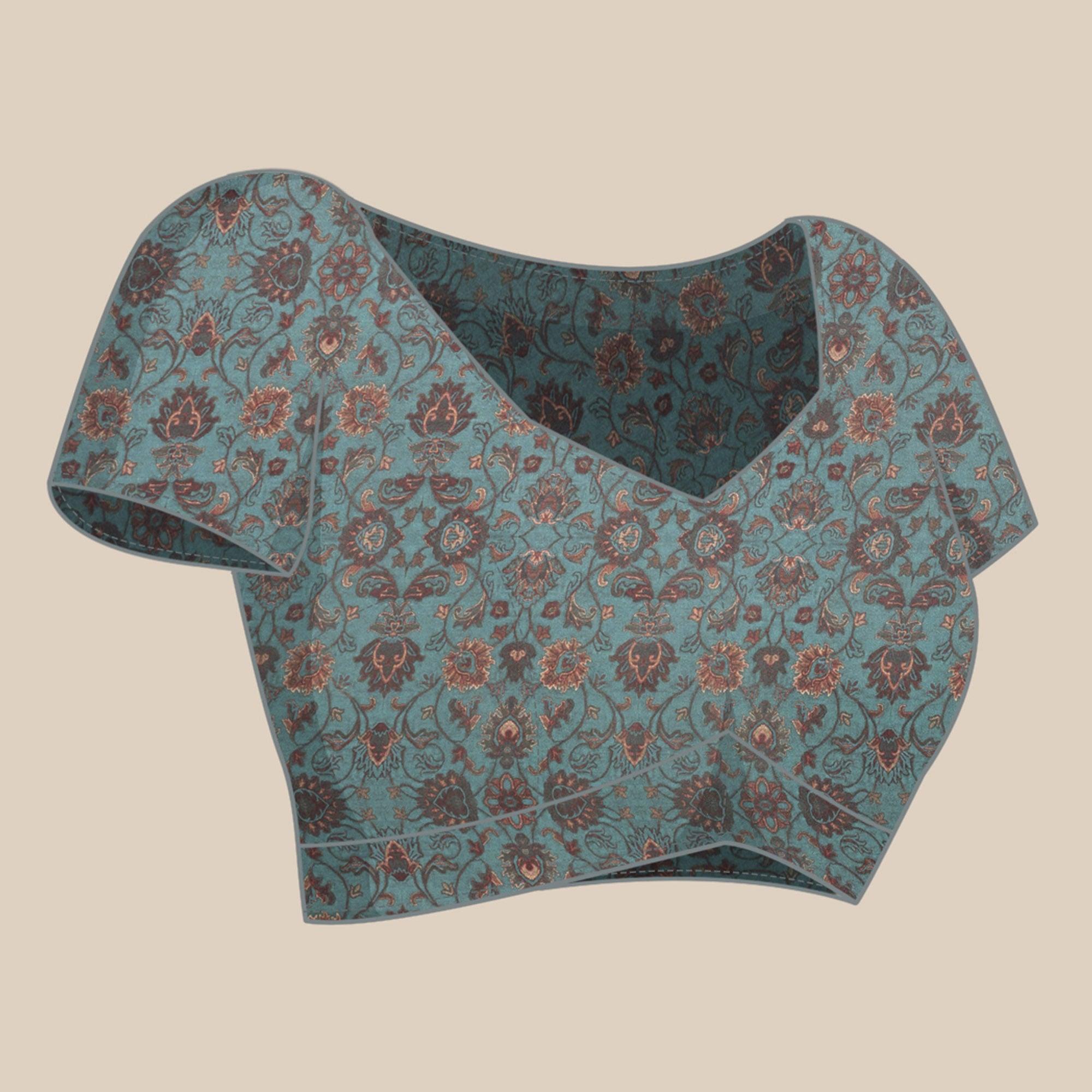 Multicolored Casual Wear Floral Printed Art Silk Saree - Peachmode