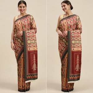 Multicolored Casual Wear Printed Art Silk Saree - Peachmode