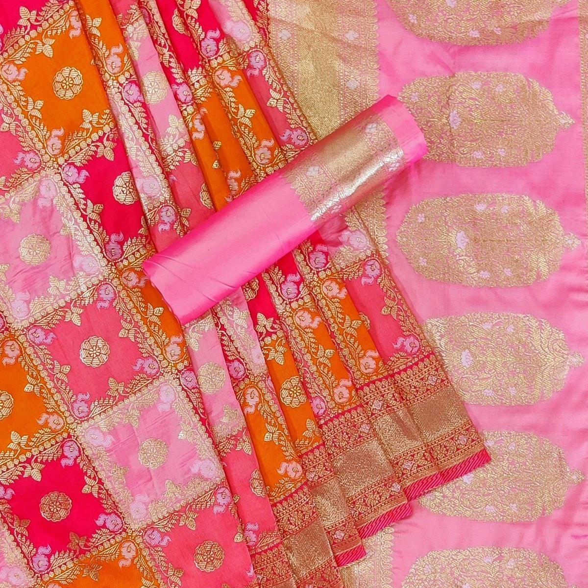 Multicolored Festive Wear Woven Silk Saree - Peachmode