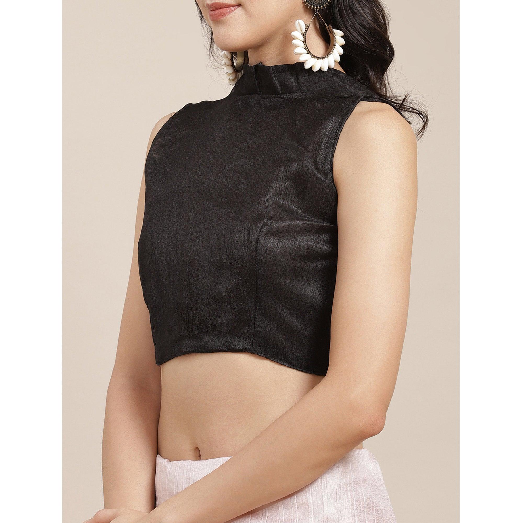 Multicolored Partywear Pleated Dola Silk Saree - Peachmode