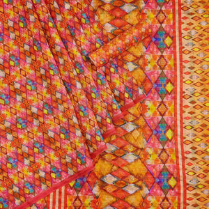 Multicolour Casual Wear Printed Cotton Silk Saree - Peachmode