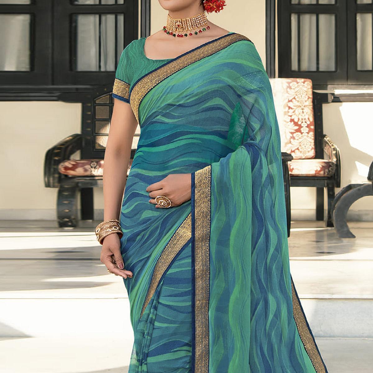 Multicolour Casual Wear Printed Georgette Saree - Peachmode