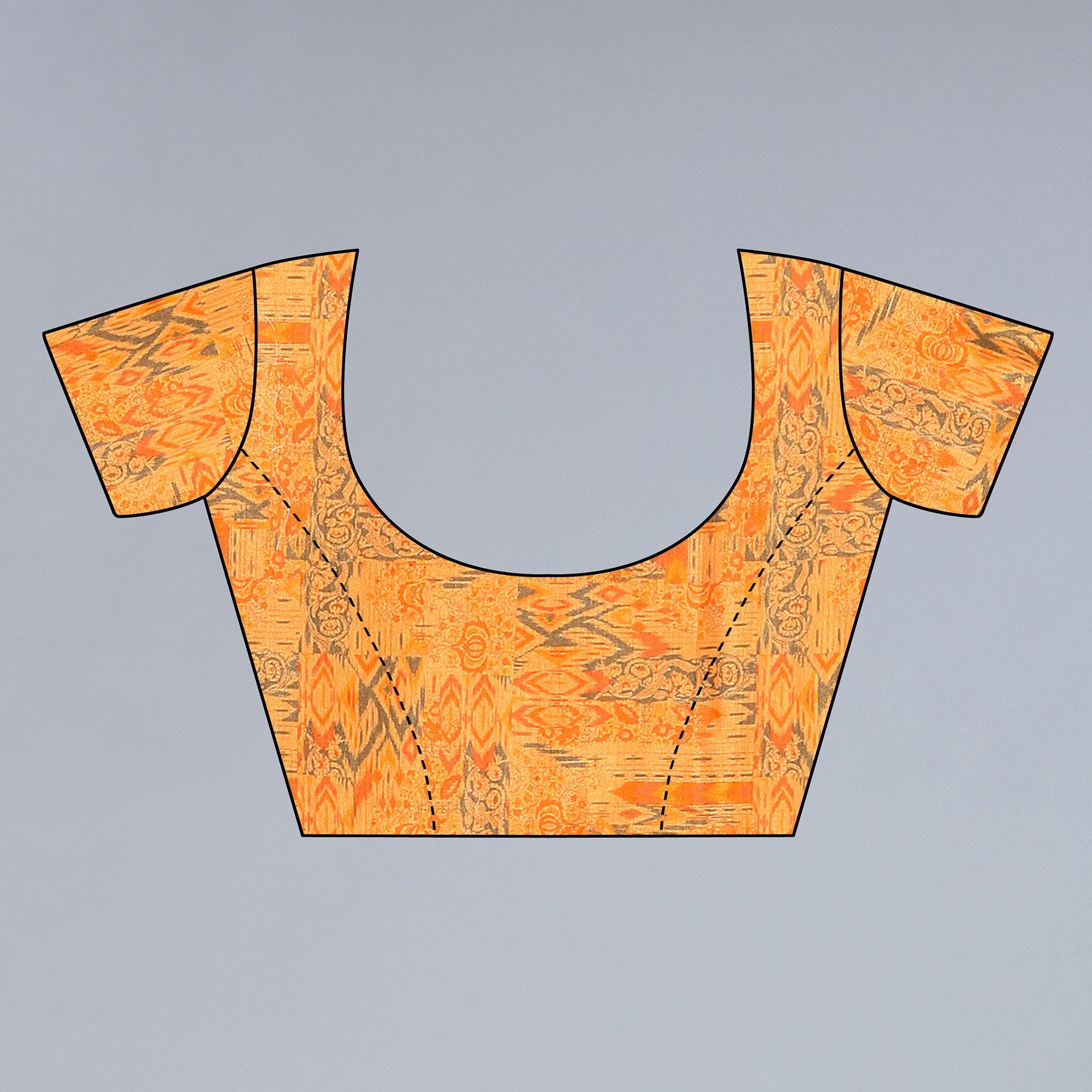 Multicolour Digital Printed Dola Silk Saree - Peachmode