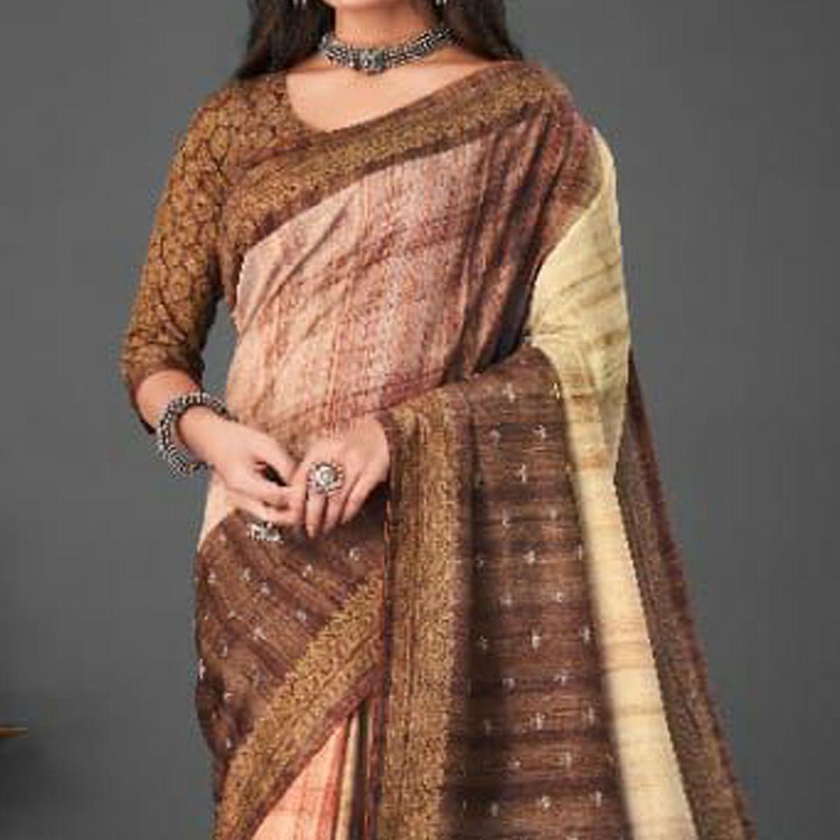 Multicolour Festive Wear Printed Silk Saree - Peachmode