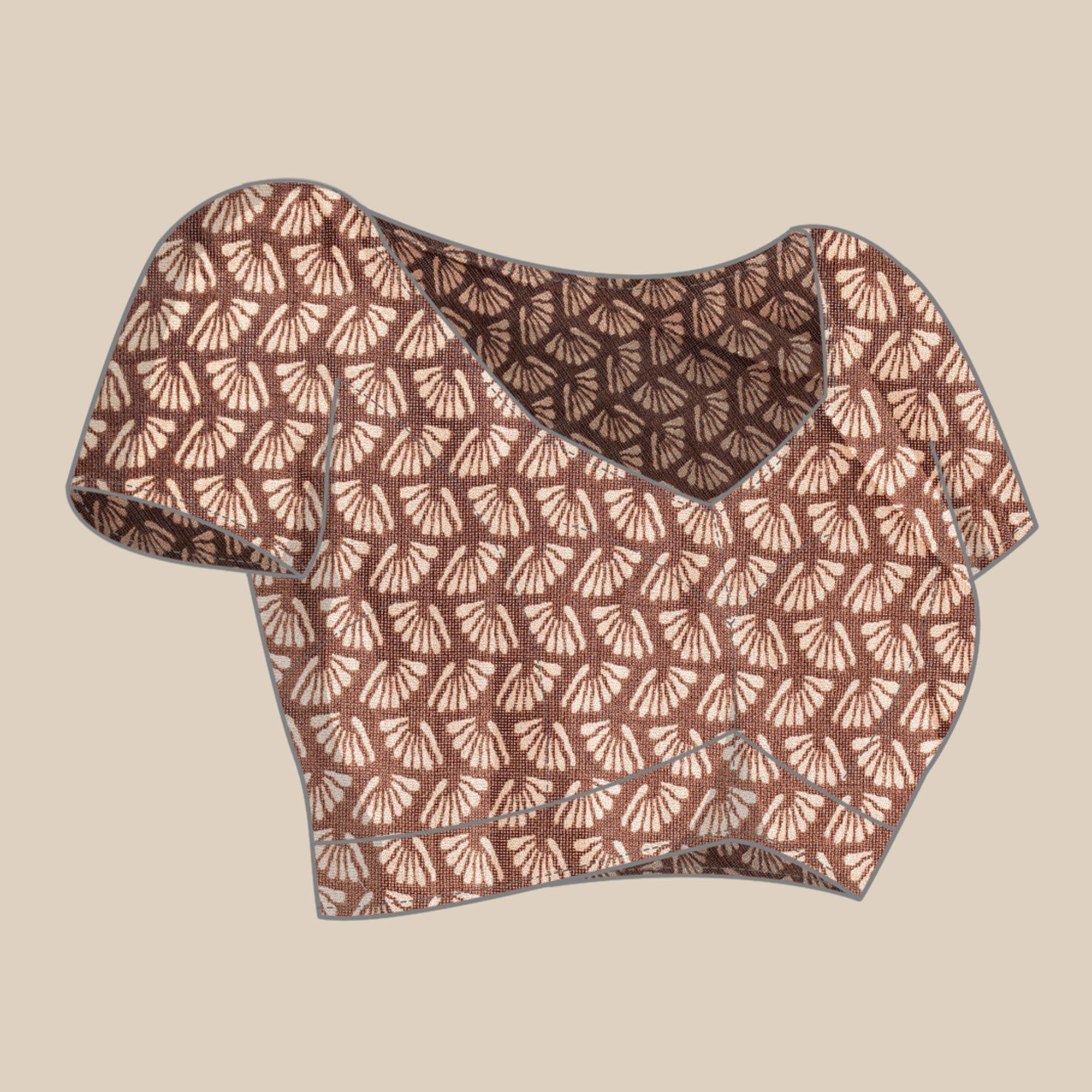 Multicolour Geometric Printed Cotton Silk Saree - Peachmode