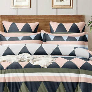 Multicolour Printed Art Silk Double Bedsheet With Pillow Cover - Peachmode