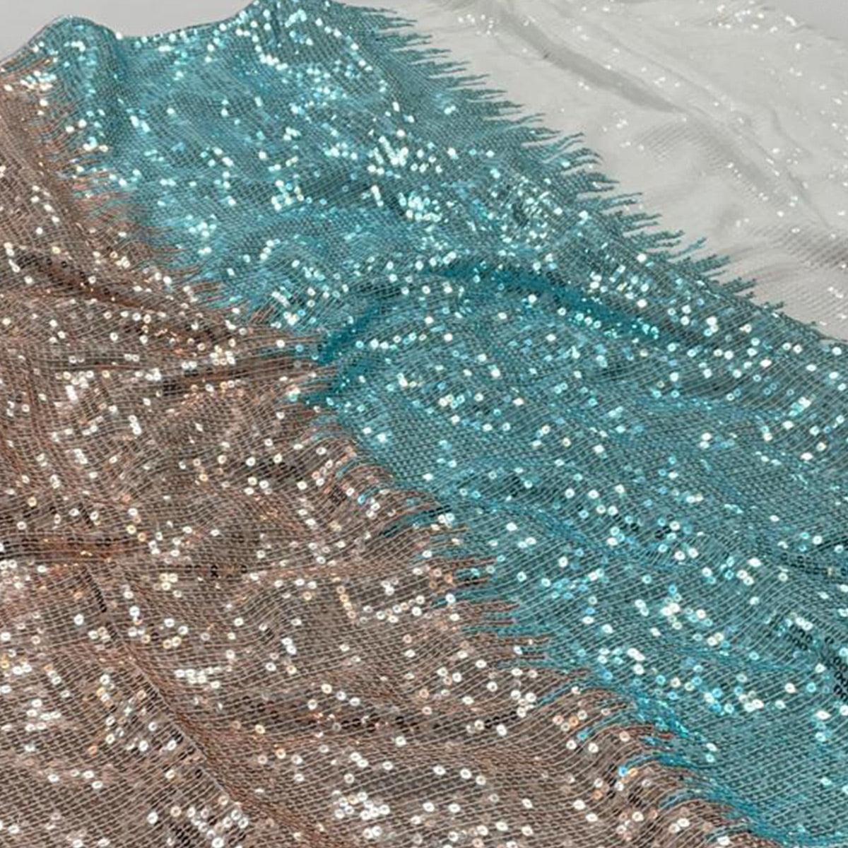 Multicolour Sequence Embroidered Georgette Saree - Peachmode