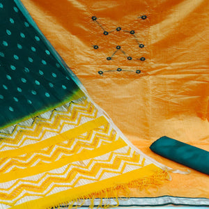 Mustard Casual Wear Embellished Modal Silk Dress Material - Peachmode