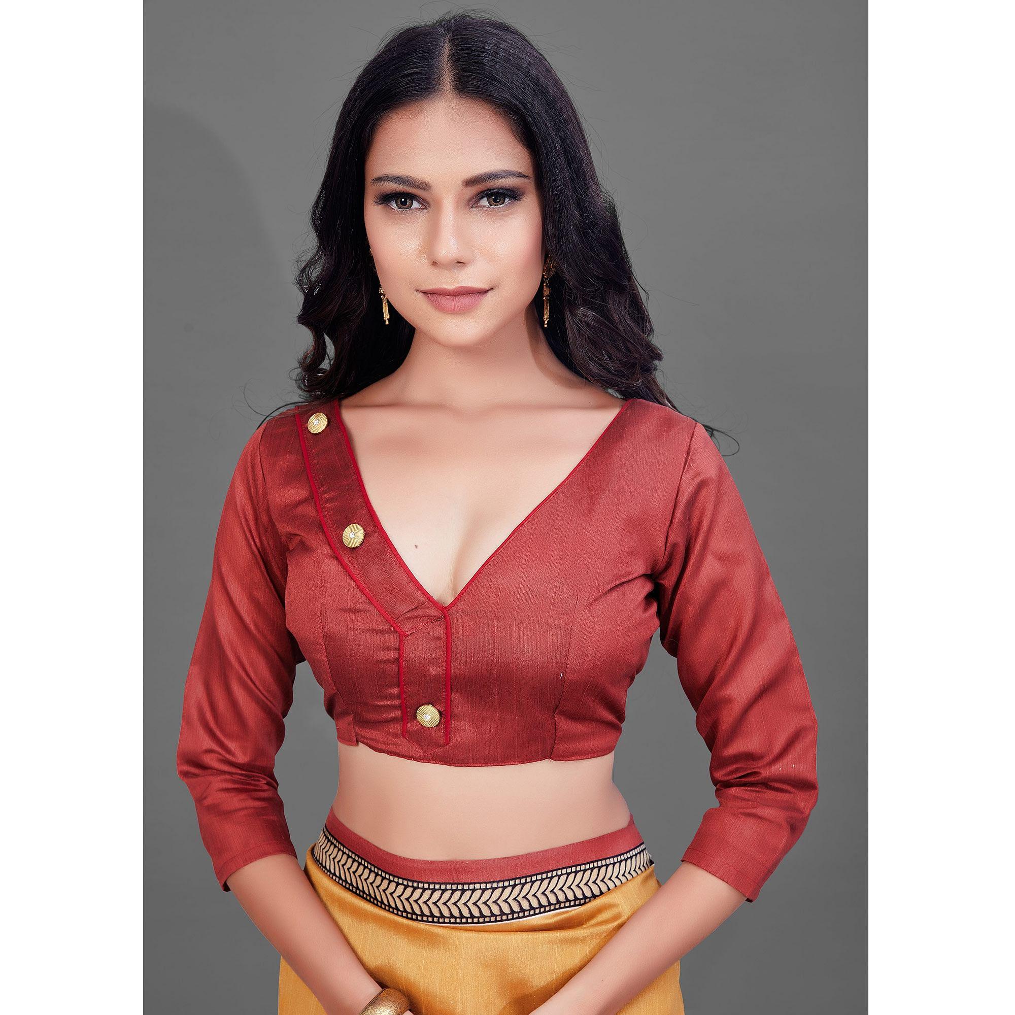 Mustard Casual Wear Printed Bhagalpuri Silk Saree - Peachmode