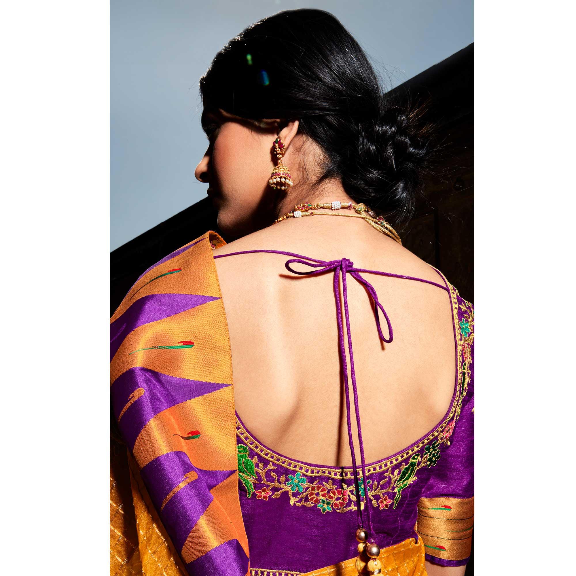 Mustard Festive Wear Floral Woven Silk Saree - Peachmode