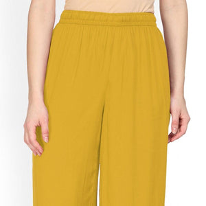Mustard Yellow Colored Casual Wear Rayon Palazzo - Peachmode