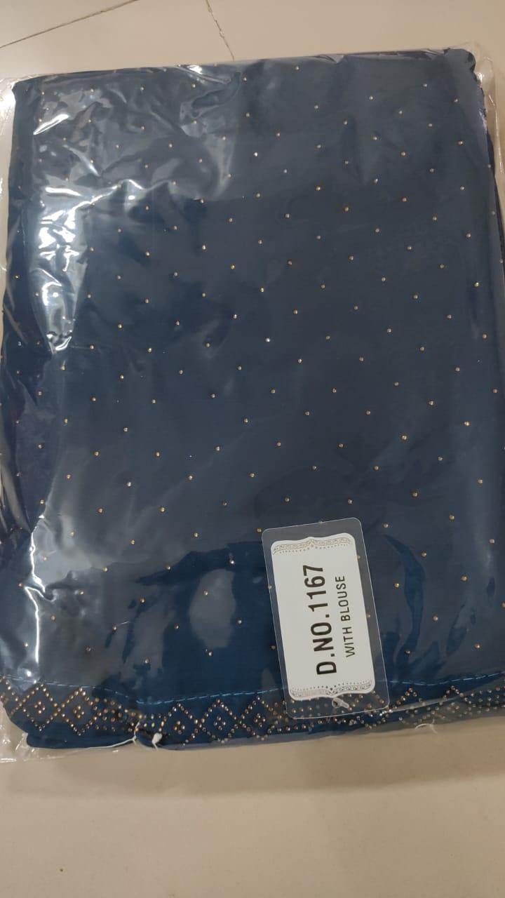 Navy Blue Embellished Georgette Saree - Peachmode