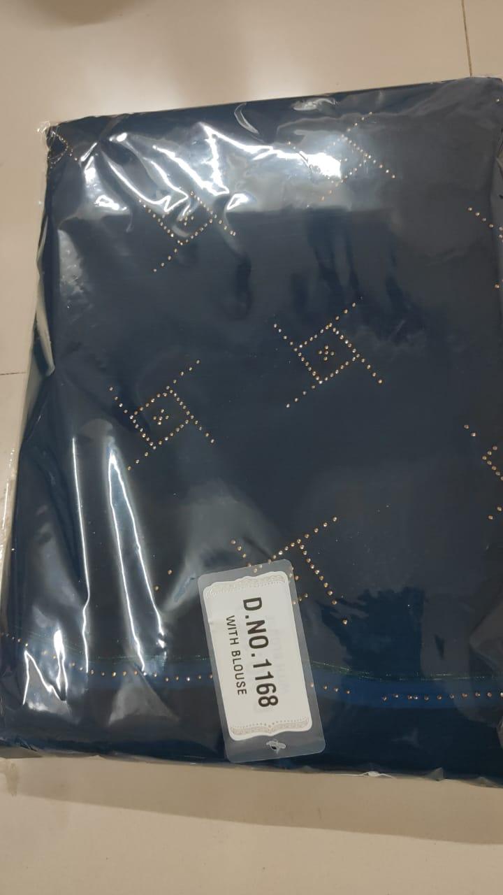 Navy Blue Embellished Georgette Saree - Peachmode
