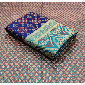 Navy Blue Festive Wear Woven Patola Silk Saree - Peachmode