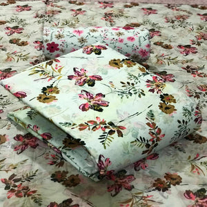 Off-White Casual Wear Floral Printed Pashmina Dress Material - Peachmode