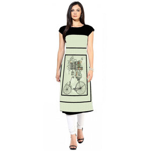 Off White Digital Printed Crepe Kurti - Peachmode