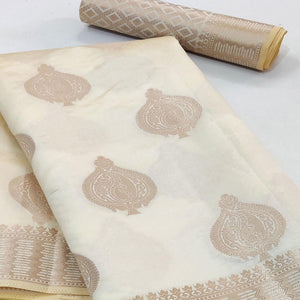 Off-White Festive Wear Soft Jari Woven Art Silk Saree - Peachmode