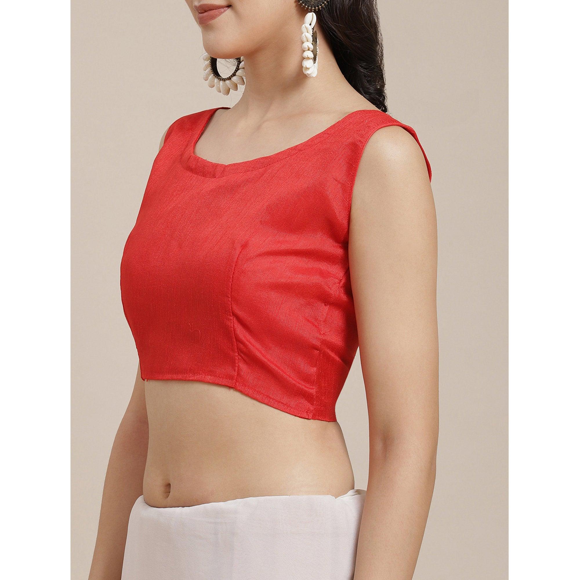 Off-White Floral Embroidered Georgette Saree - Peachmode