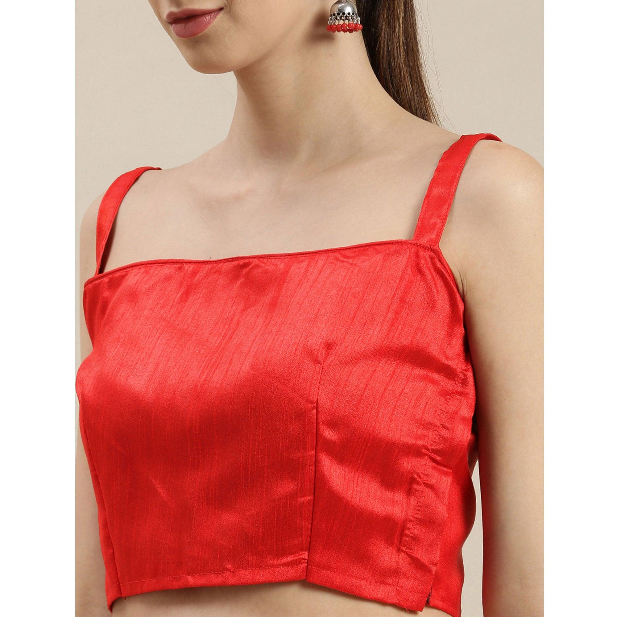 Off -White Partywear Printed Organza Saree - Peachmode