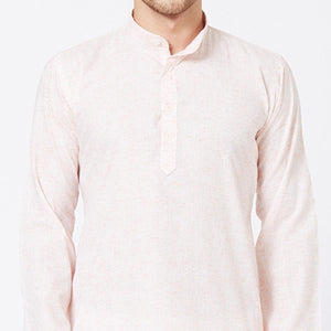 Off White Solid Pure Cotton Kurta - Peachmode