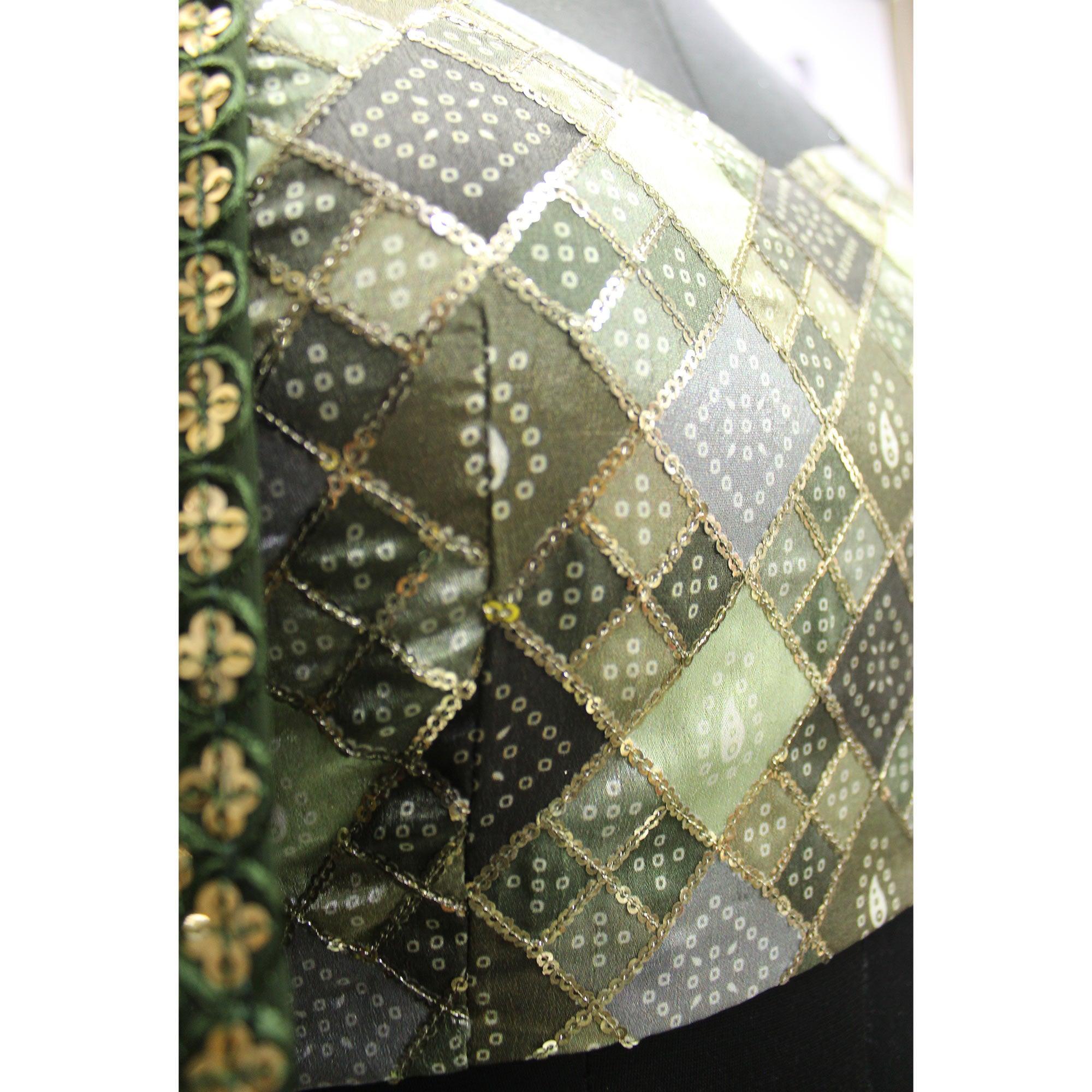 Olive Green Sequence Embroidered Art Silk Lehenga Choli - Peachmode