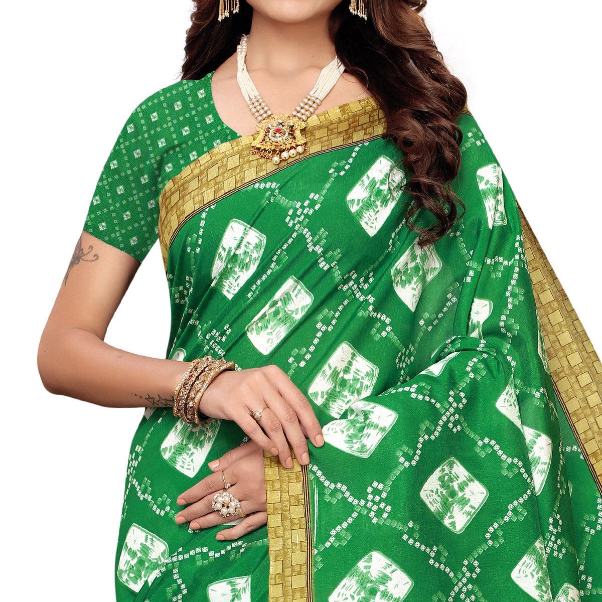 Opulent Green Colored Casual Printed Art Silk Saree - Peachmode
