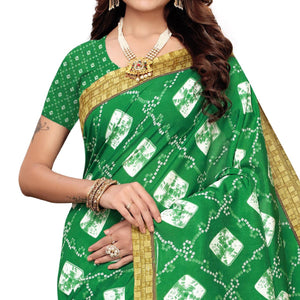 Opulent Green Colored Casual Printed Art Silk Saree - Peachmode