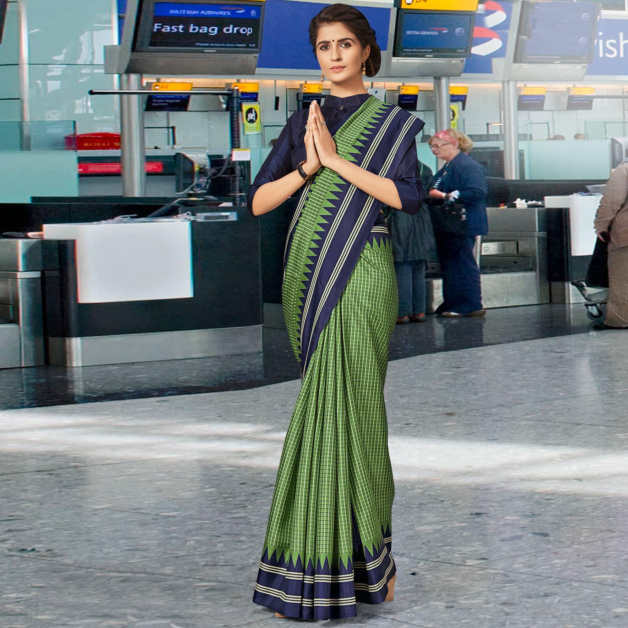 Opulent Green Coloured Casual Wear Printed Art Silk Saree - Peachmode