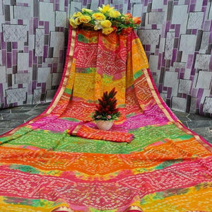 Opulent Multicolor Coloured Casual Wear Printed Georgette Saree - Peachmode