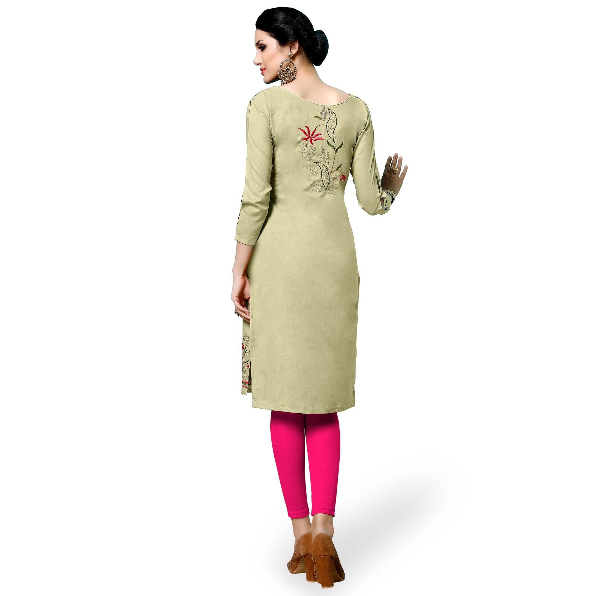 Opulent Pastel Green Colored Partywear Embroidered Cotton Dress Material - Peachmode