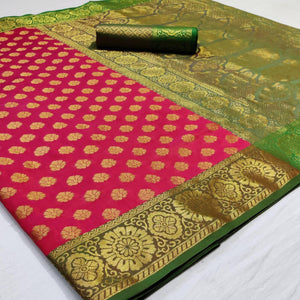 Opulent Pink Colored Festive Wear Woven Heavy Silk Saree - Peachmode