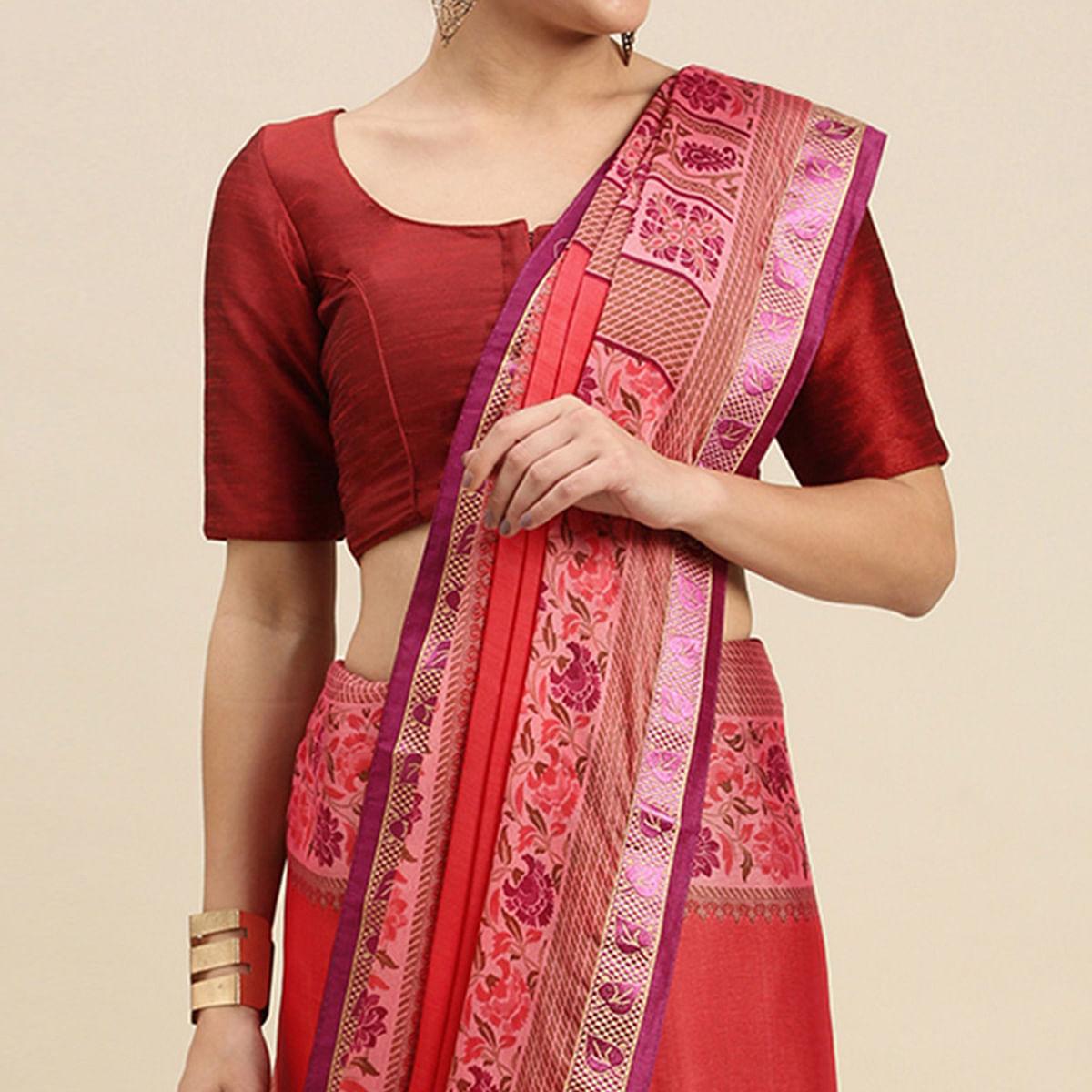 Opulent Red Colored Partywear Printed Rangoli Silk Saree - Peachmode