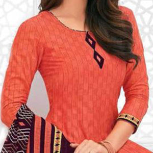 Orange Casual Wear Printed Leon Patiala Dress Material - Peachmode