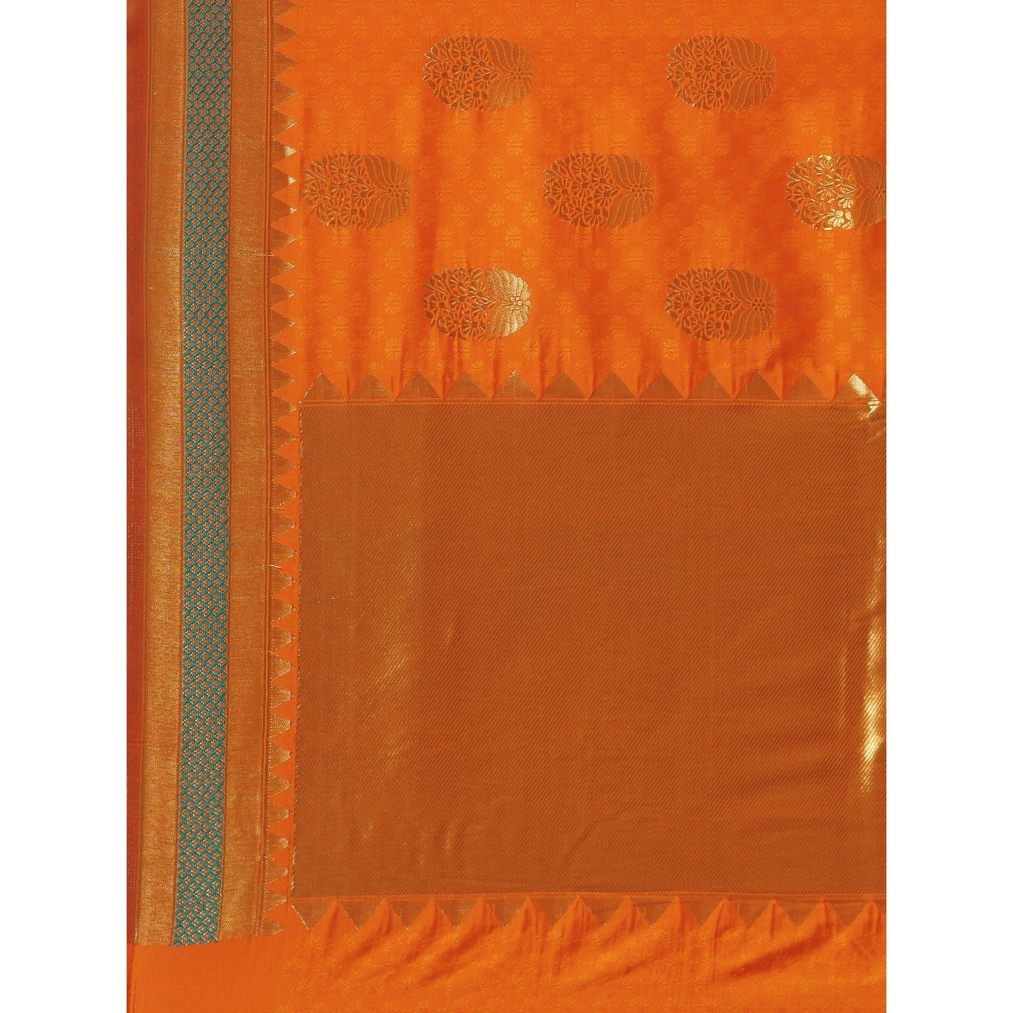 Orange Festive Wear Woven Kanjivaram Silk Saree - Peachmode
