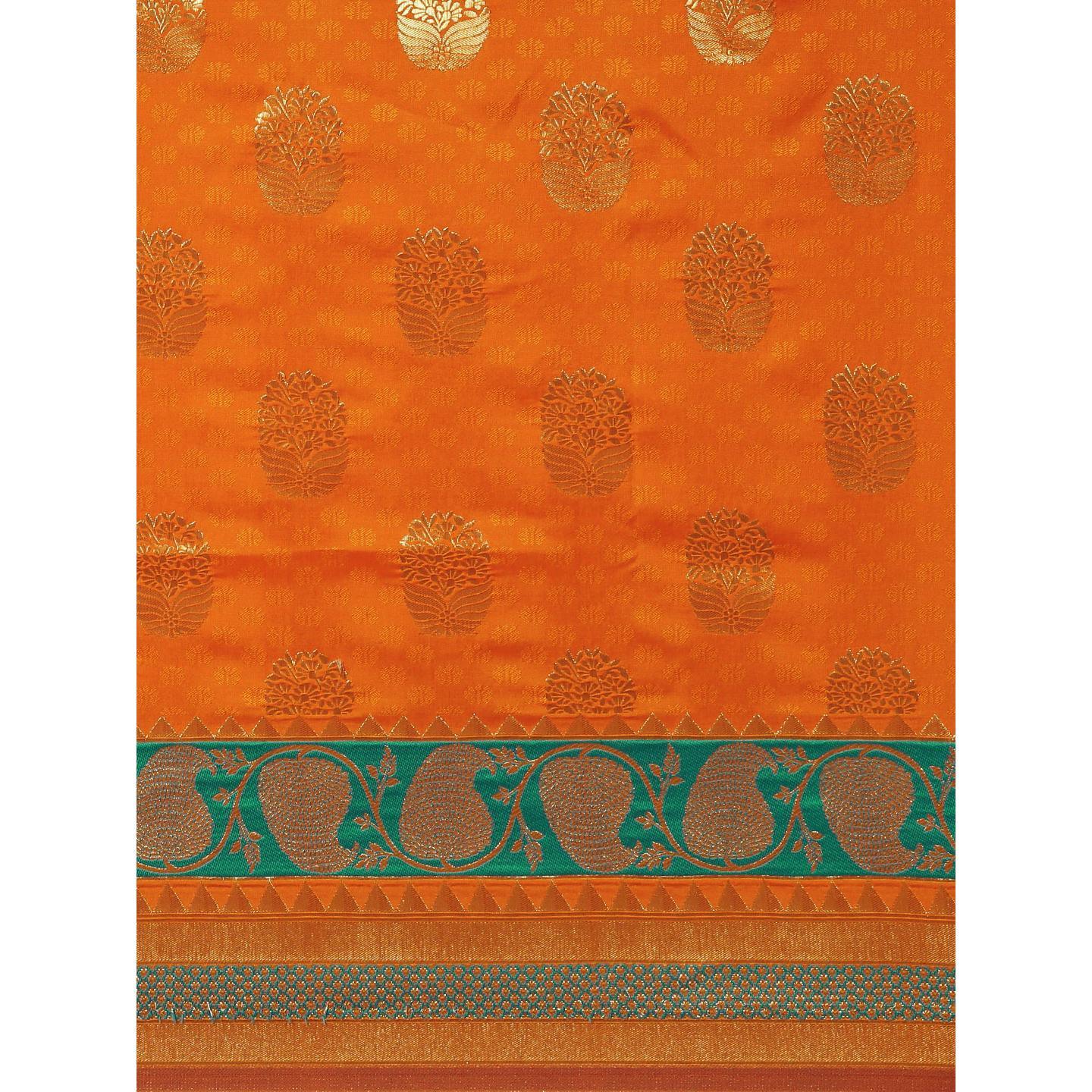 Orange Festive Wear Woven Kanjivaram Silk Saree - Peachmode