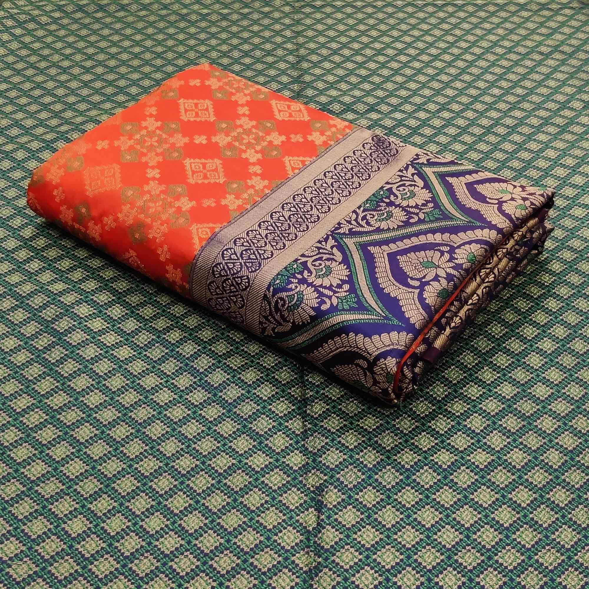 Orange Festive Wear Woven Patola Silk Saree - Peachmode