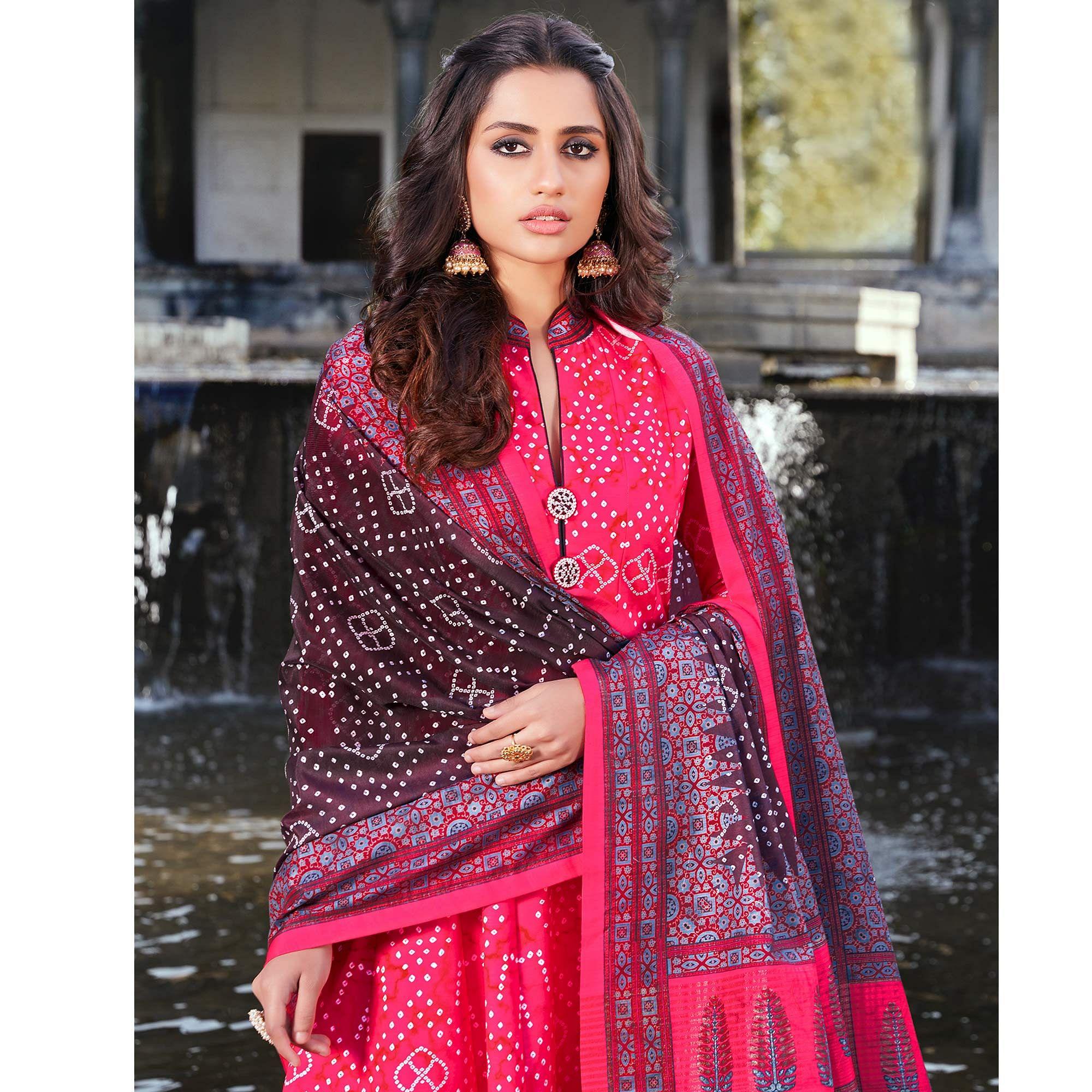 Partywear Multi -Color Digital Printed Killer Silk anarkali Suit - Peachmode