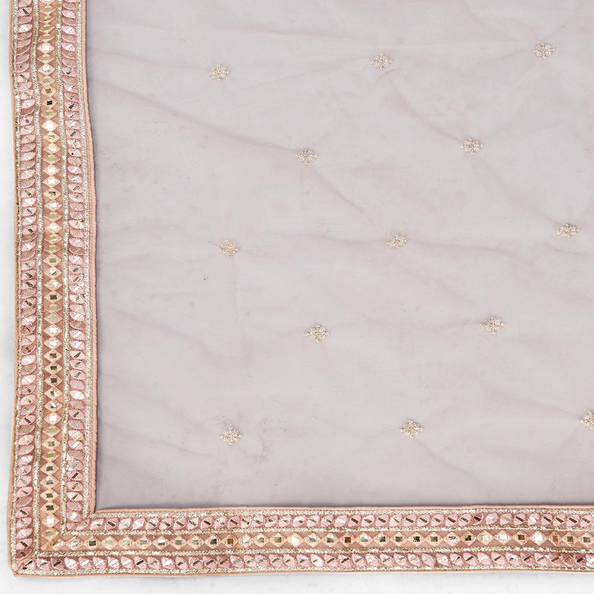 Peach Designer Wedding Wear Foil & Mirror Organza Lehenga Choli - Peachmode