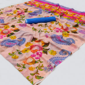 Peach Digital Printed Georgette Saree - Peachmode