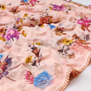 Peach Digital Printed Georgette Saree - Peachmode