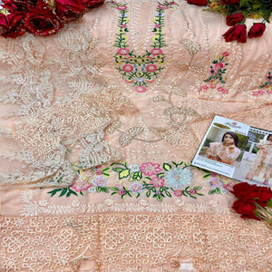 Peach Embellished With Embroidered Georgette Pakistani Suit - Peachmode