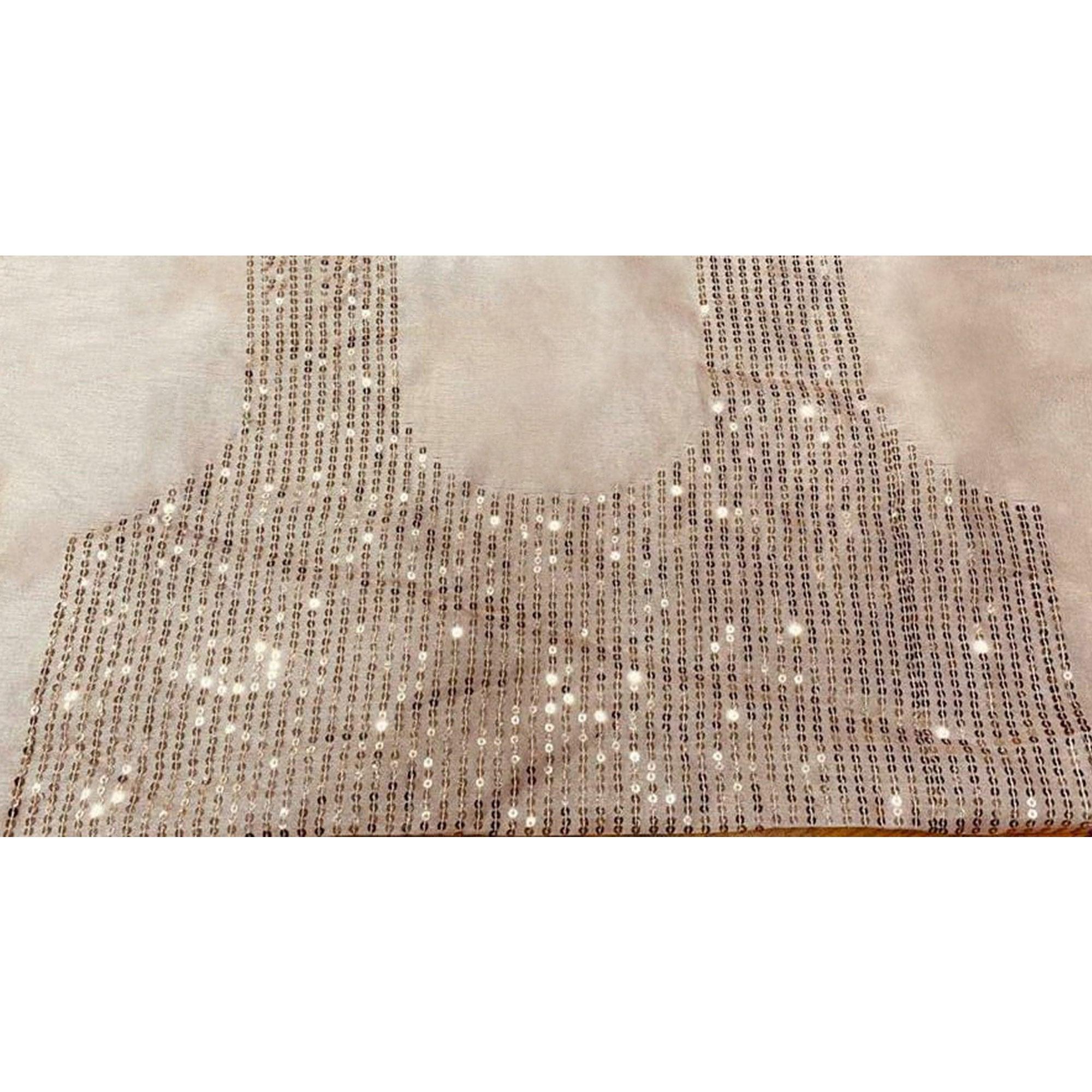 Peach Embellished With Embroidered Georgette Saree - Peachmode