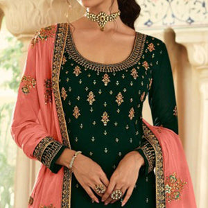 Peach Embroidered Georgette Lehenga Kameez - Peachmode