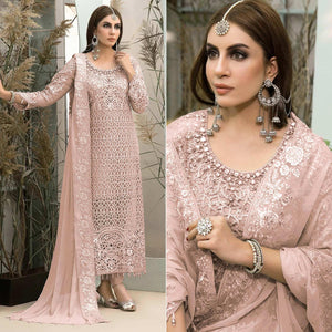 Peach Embroidered Georgette Pakistani Suit - Peachmode