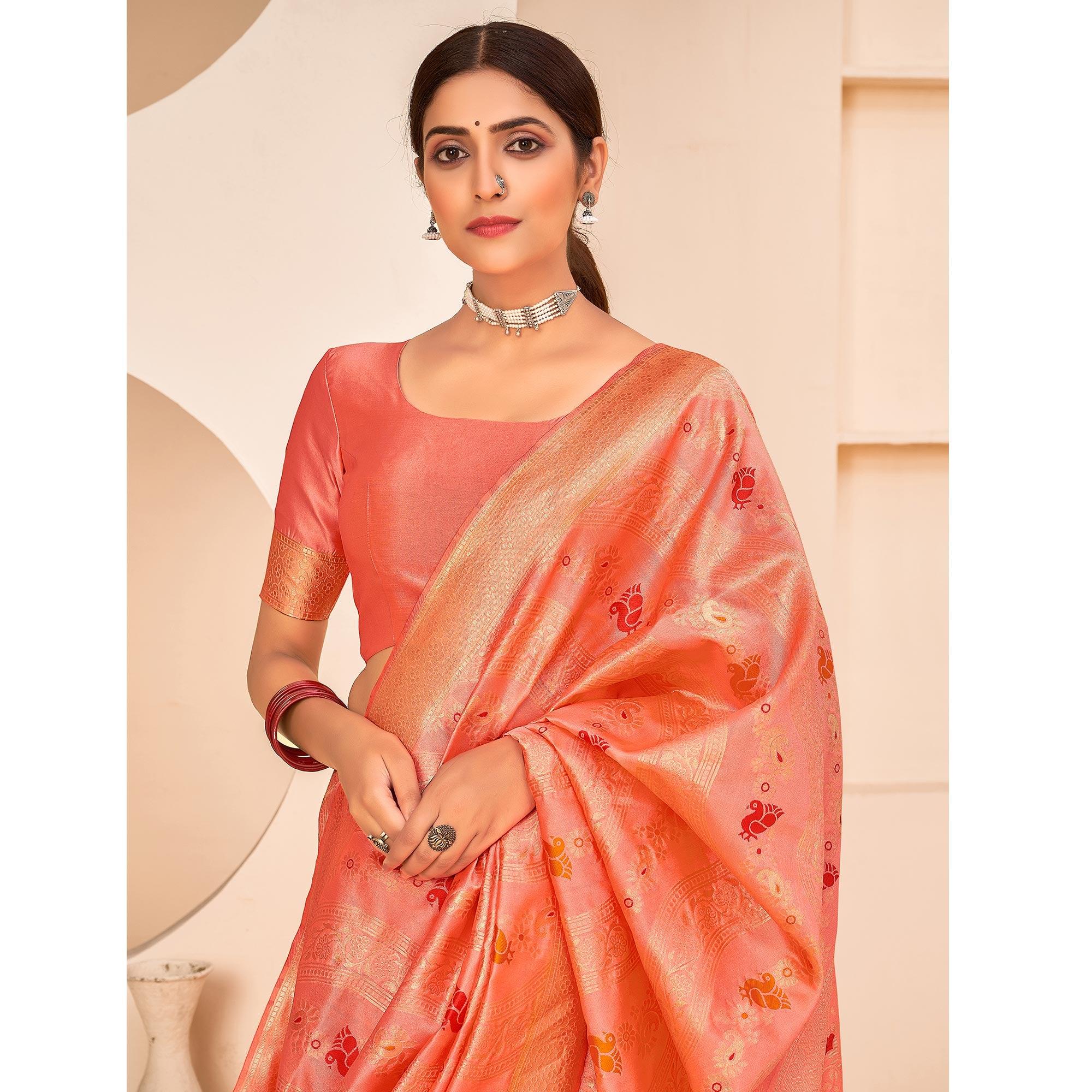 Peach Festive Wear Banarasi with Patola Woven Banarasi Silk saree - Peachmode